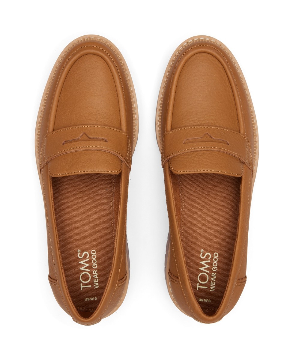 Mocassins com Salto Cara em Pele Castanho-3