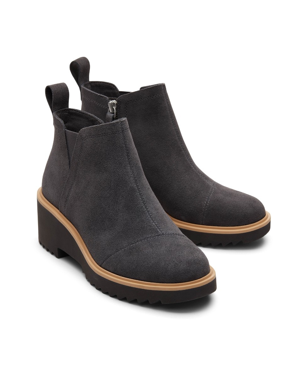 Botins Elásticos Maude Toms em Camurça Cinzento-2