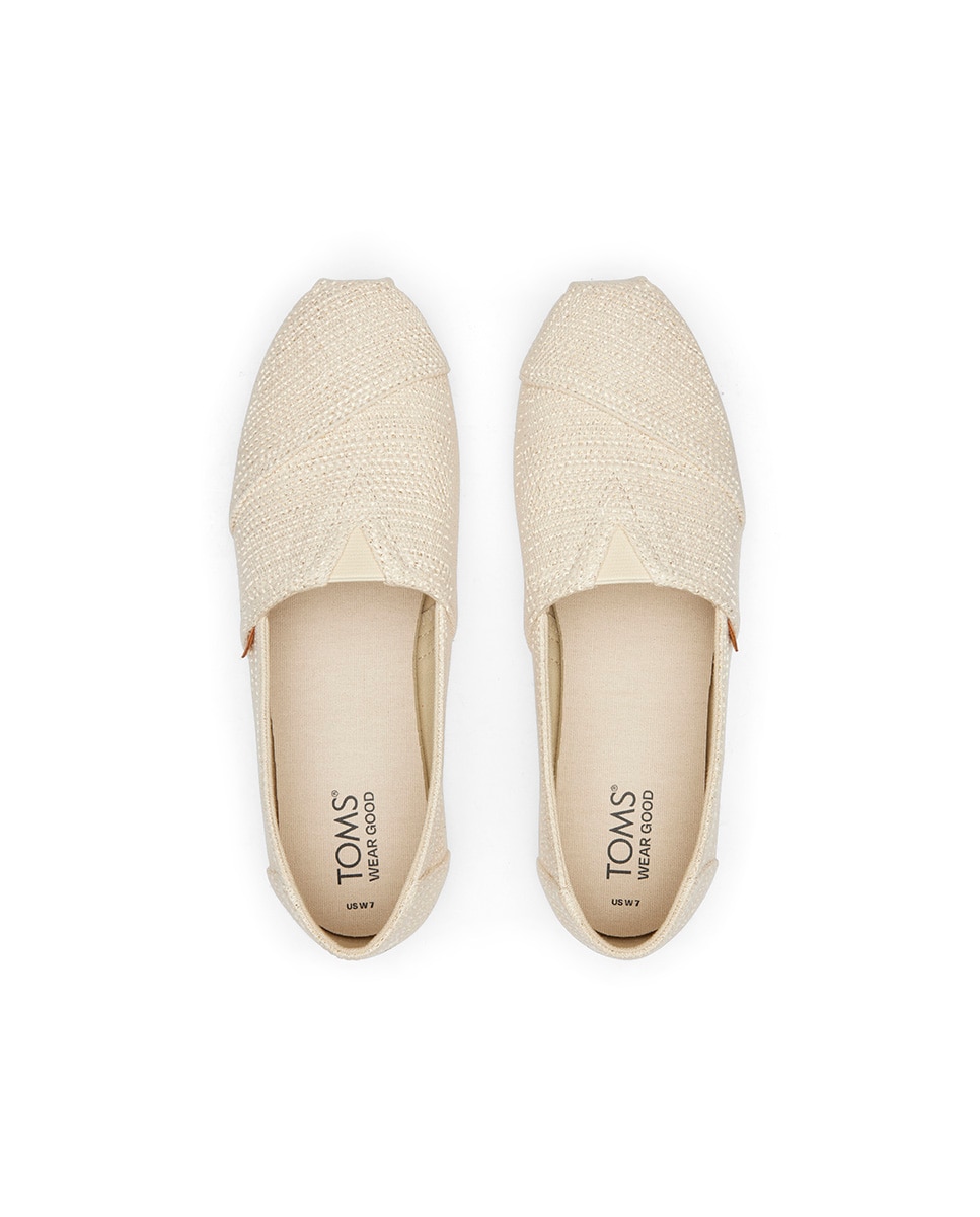 Alpercatas Rasas Classic Toms de Lona em Natural Branco-3