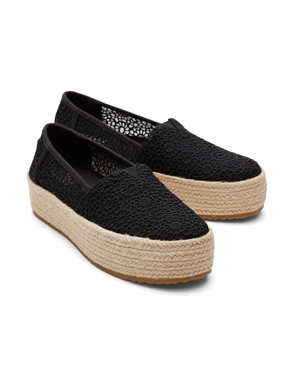 Alpercatas com Plataforma Valencia com Renda Preto-2