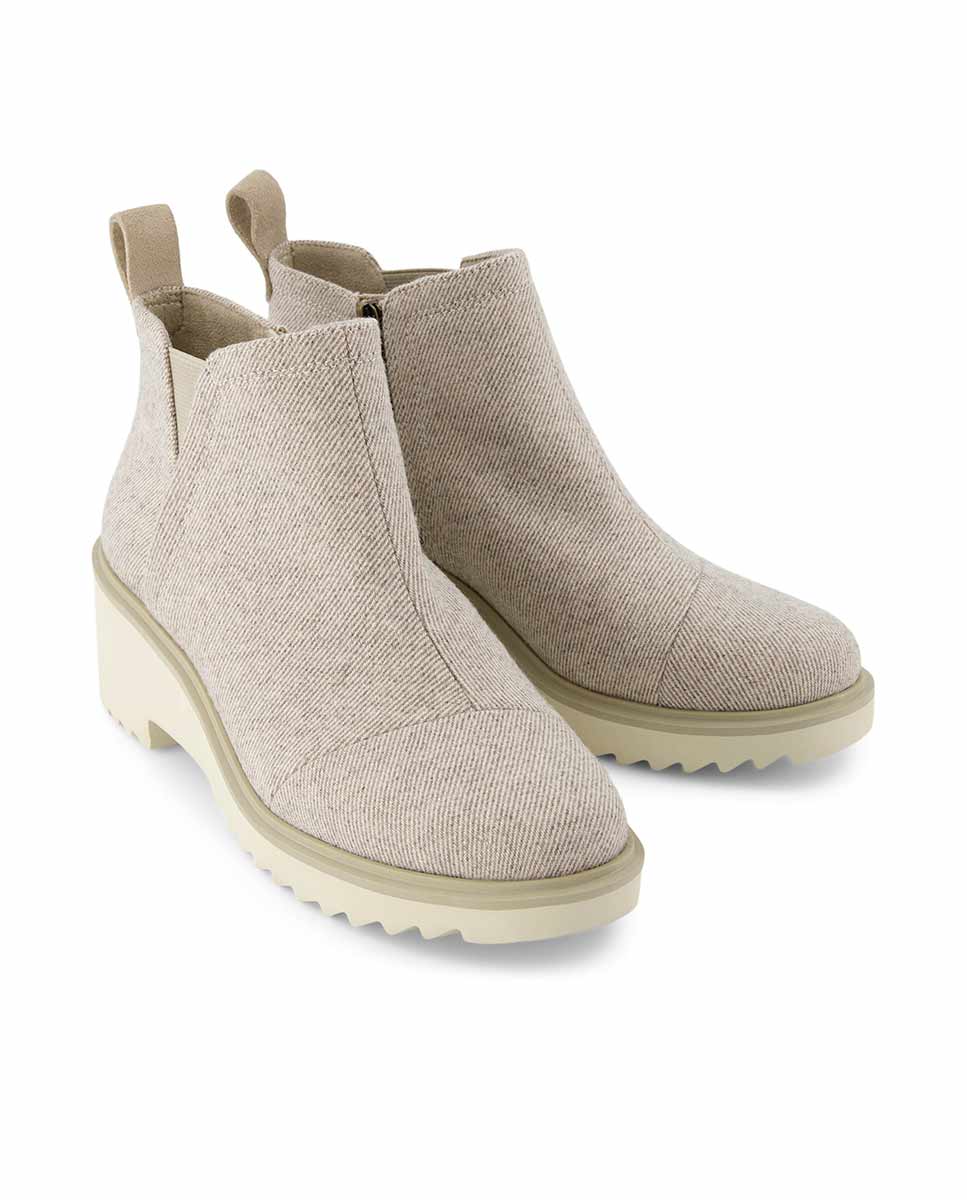 Botins Elásticos Maude Toms em Lona em Cinzento Natural-2