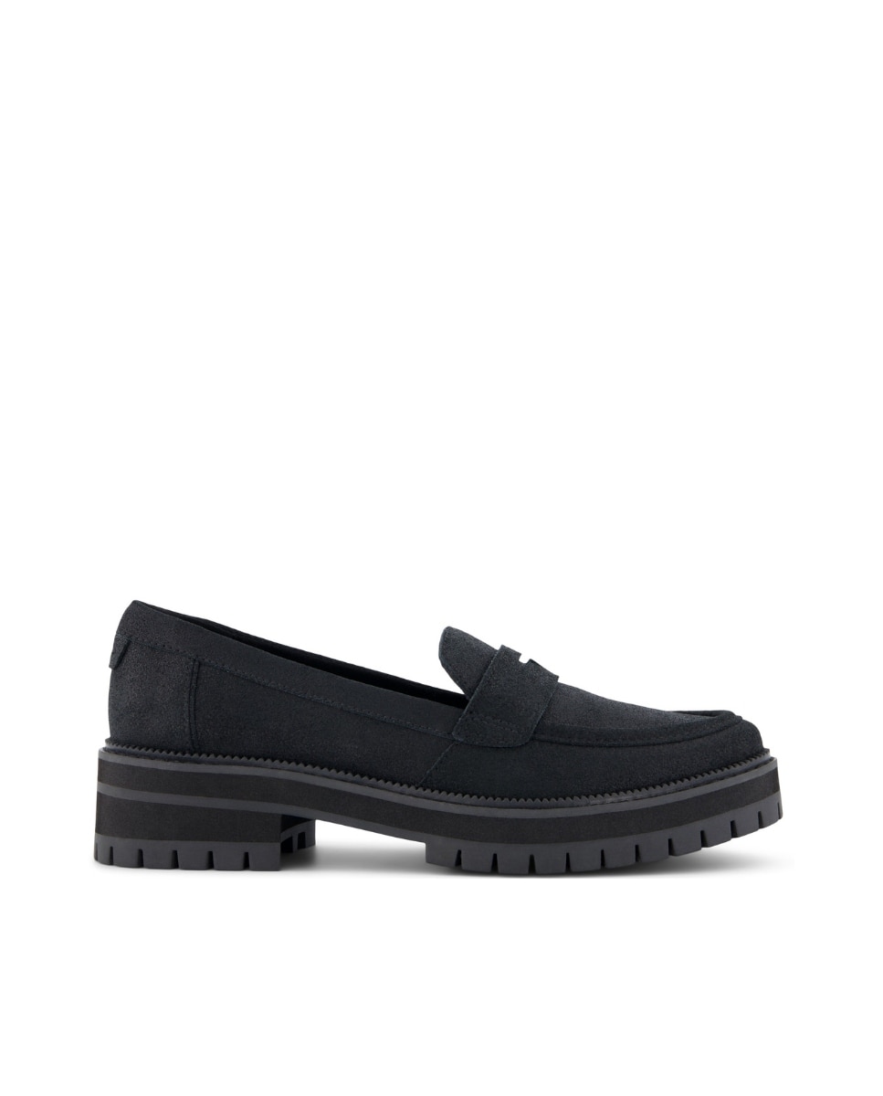 Mocassins com Salto Cara em Pele Preto mate-1