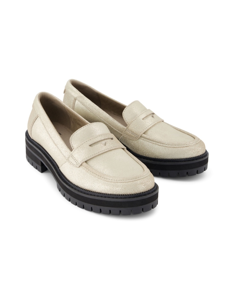 Mocassins com Salto Cara Toms em Pele Castanho-claro-2
