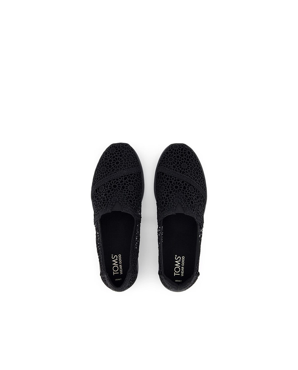 Alpercatas Rasas Plus Toms em Crochet Preto-3