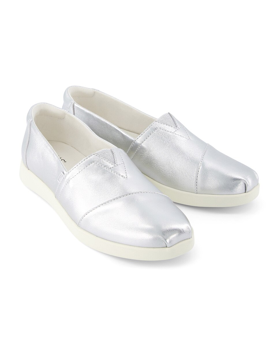 Alpercatas Rasas Plus Toms em Pele em Ouro Prata-2