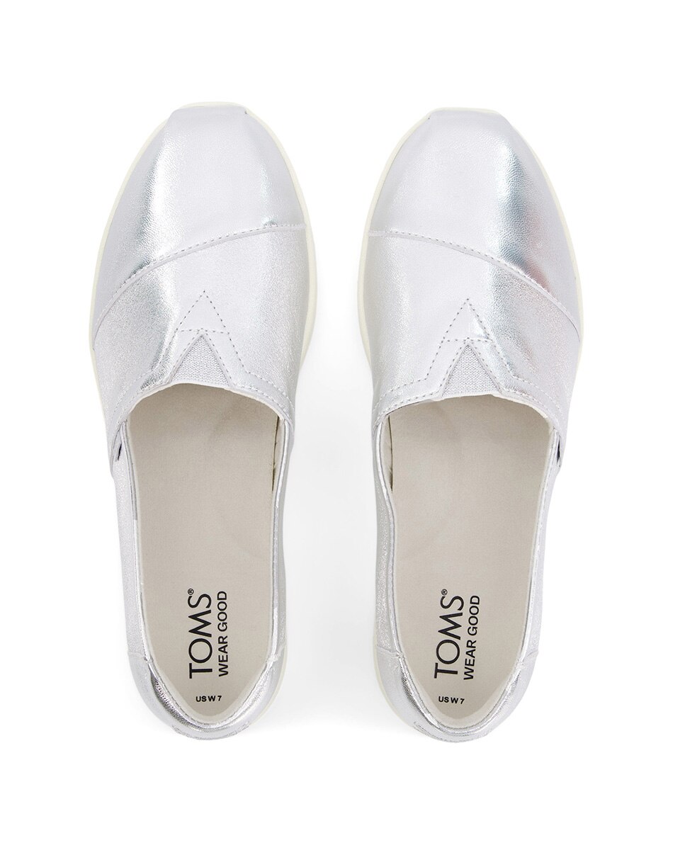 Alpercatas Rasas Plus Toms em Pele em Ouro Prata-3