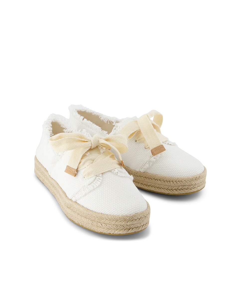 Alpercatas Rasas Carolina Lace Up Toms em Lona Branca Branco-2