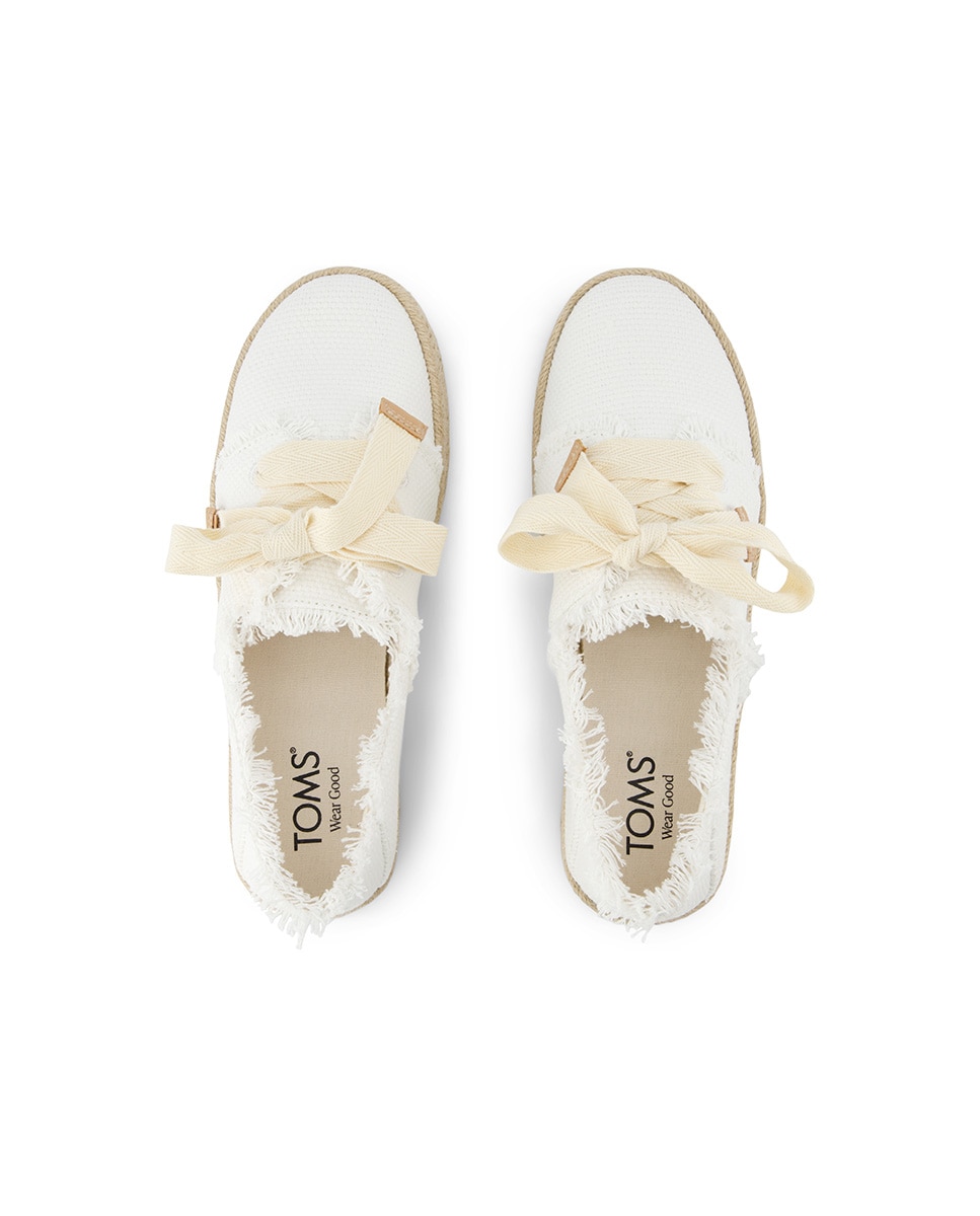 Alpercatas Rasas Carolina Lace Up Toms em Lona Branca Branco-3