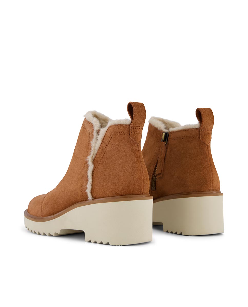 Botins Maude com Cunha de Camurça e Pelo Castanho-3