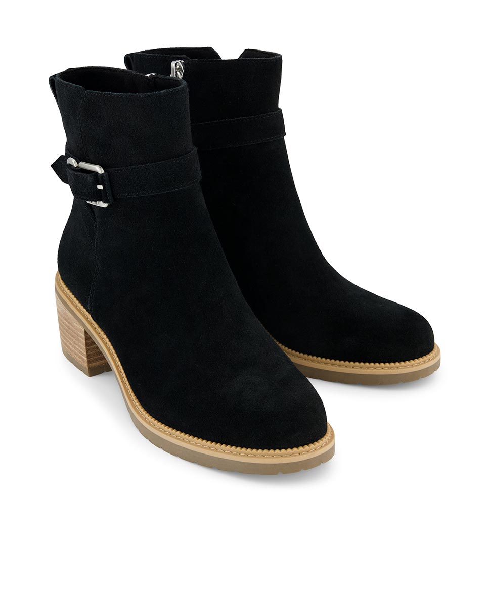 Botins Hailey Buckle Toms em Camurça Preto-2