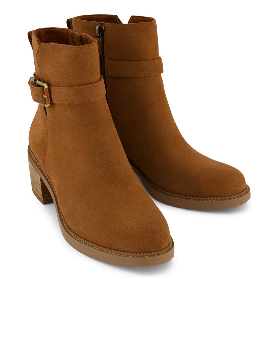 Botins Hailey Buckle Toms em Camurça Castanho-2