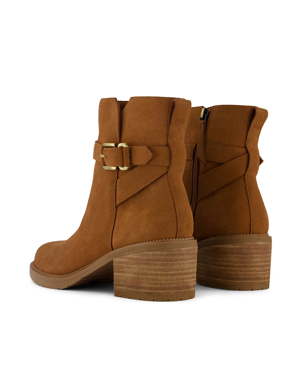 Botins Hailey Buckle Toms em Camurça Castanho-3