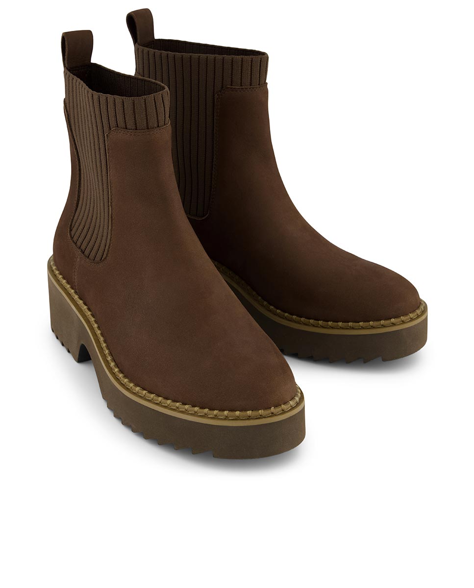 Botins Elásticos Millie Toms em Nobuck Castanho-2
