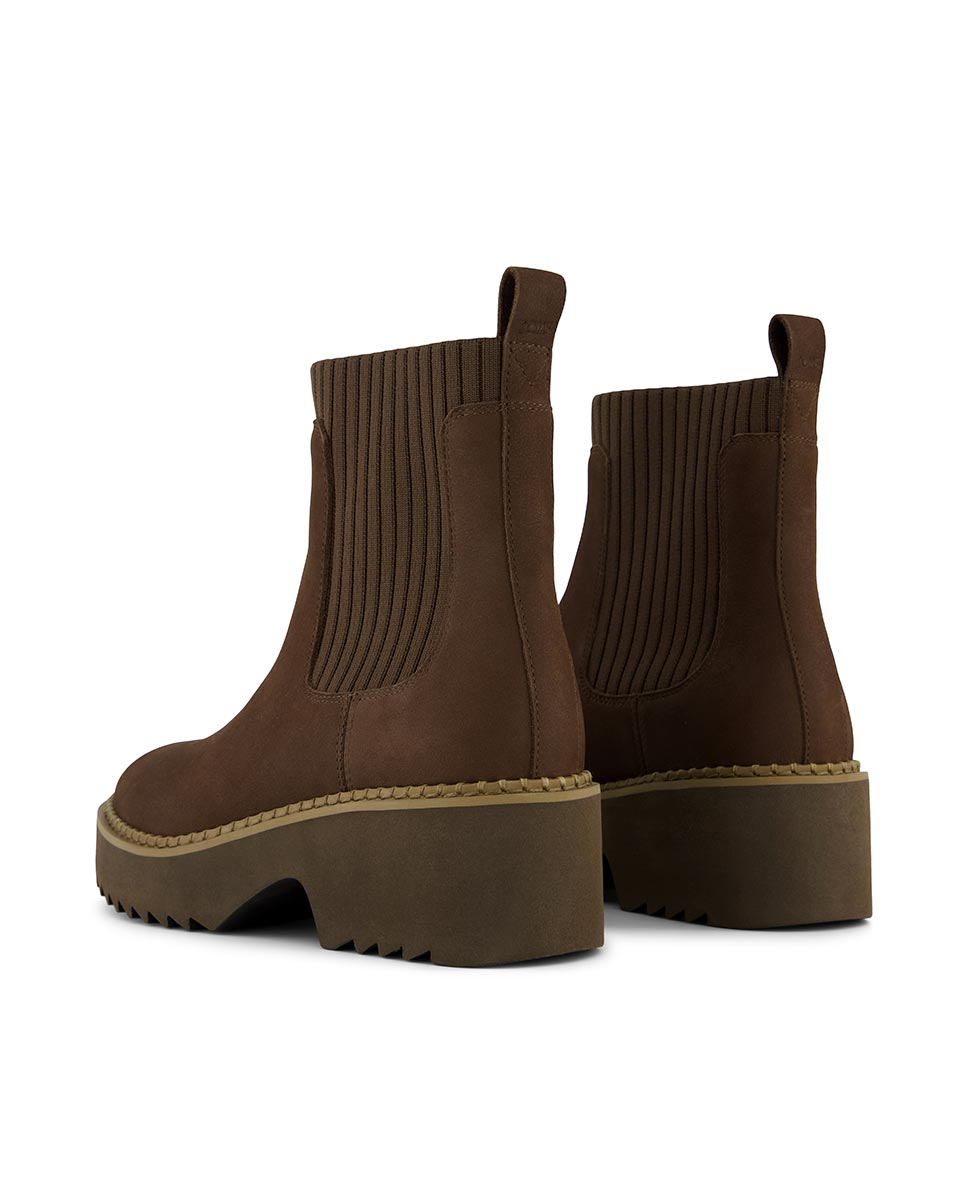 Botins Elásticos Millie Toms em Nobuck Castanho-3