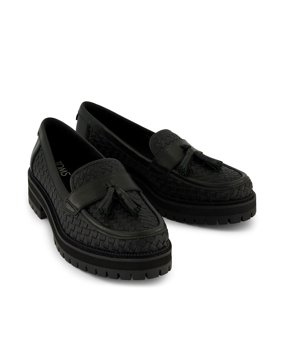 Mocassins com Salto Cara Lug Loafer em Pele Preto-2