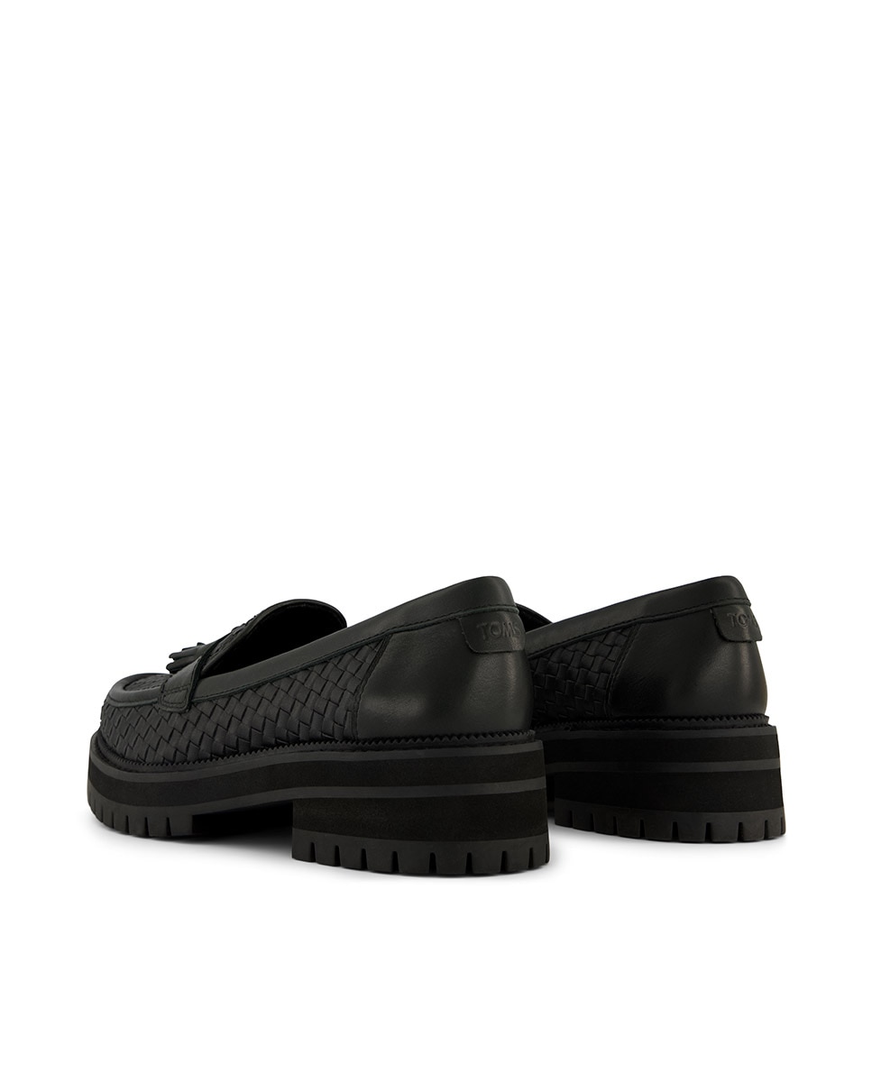 Mocassins com Salto Cara Lug Loafer em Pele Preto-3