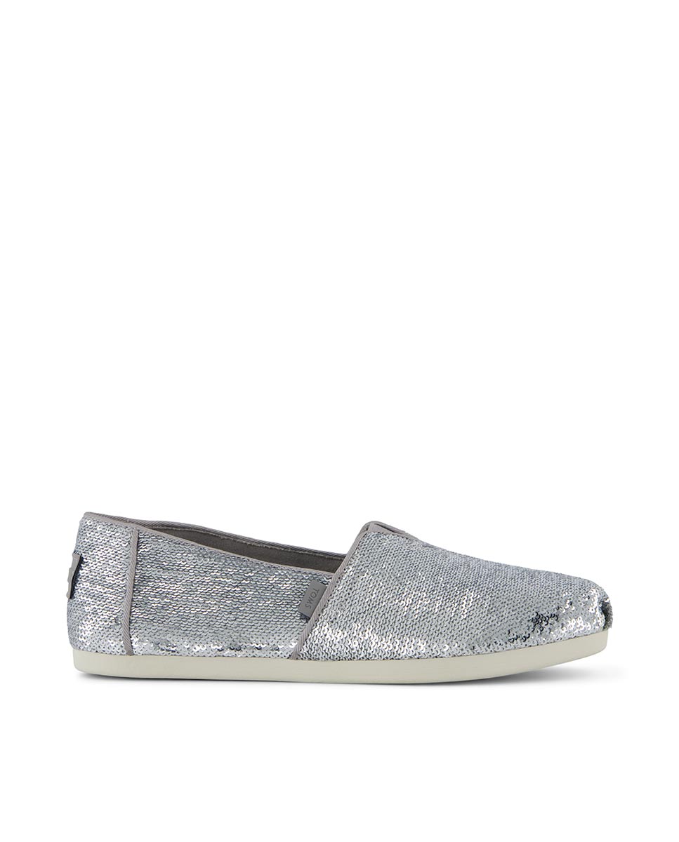 Alpercatas Rasas Classic Toms com Lantejoulas Prata-1