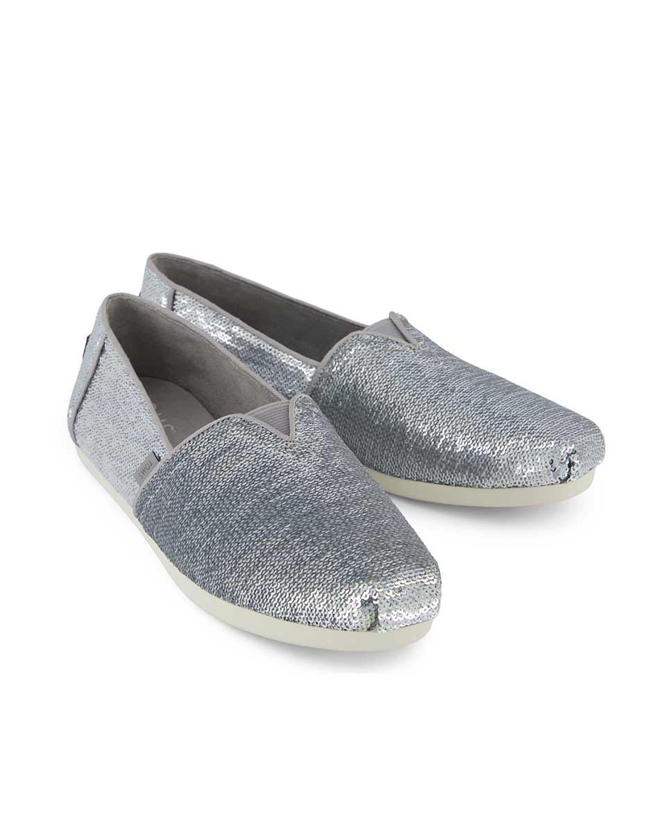 Alpercatas Rasas Classic Toms com Lantejoulas Prata-2