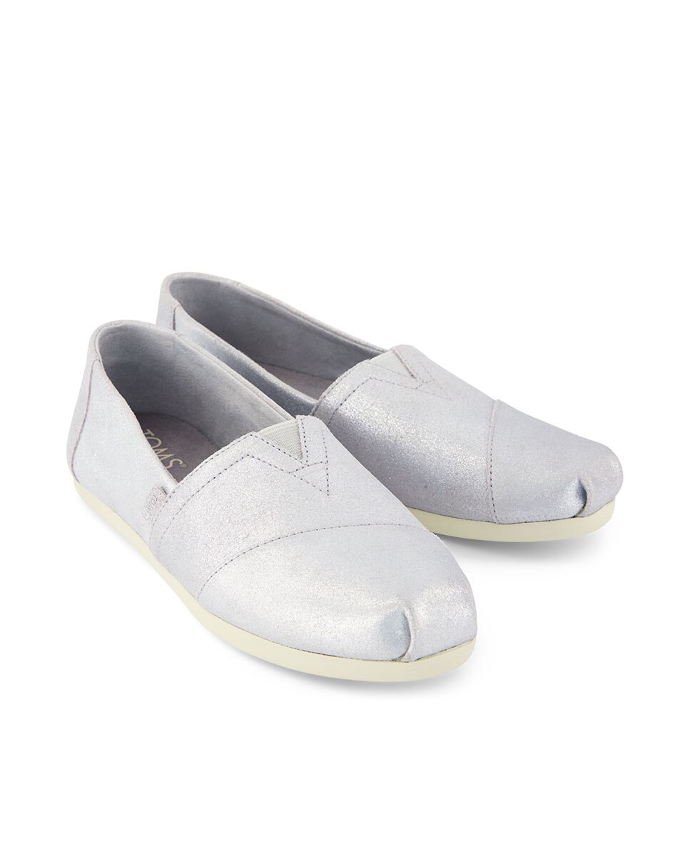Alpercatas Rasas Classic Toms em Pele Prateado Cinzento-2