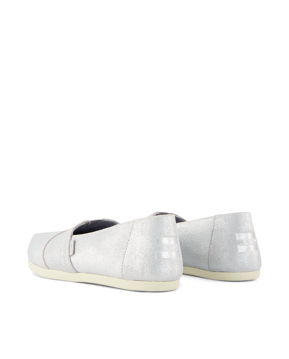 Alpercatas Rasas Classic Toms em Pele Prateado Cinzento-3