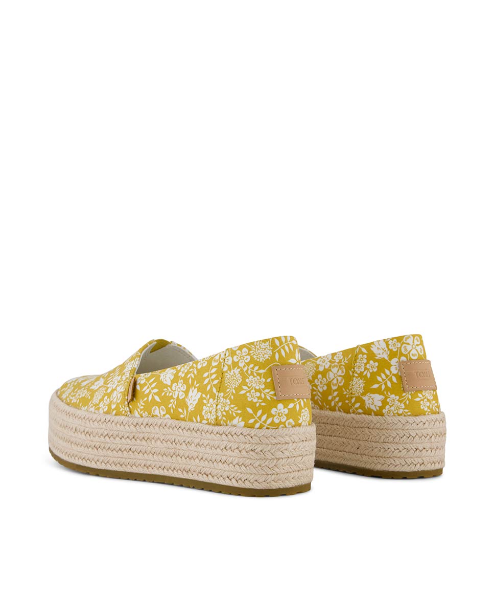 Alpercatas Valencia Toms em Dourado com Estampado Floral Amarelo-3