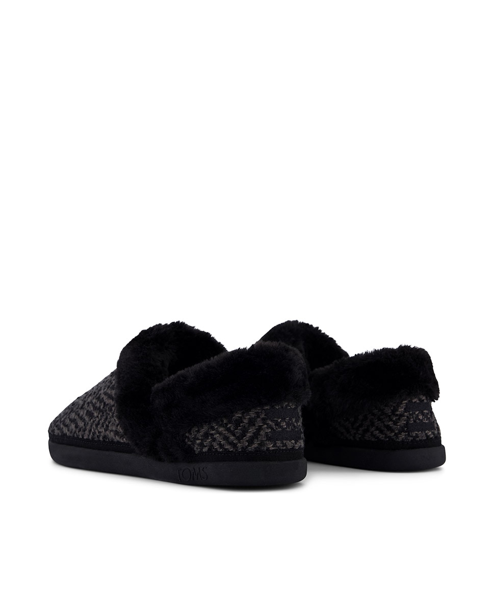 Pantufas Oslo Toms em Tecido de Espiga em Preto Preto-3