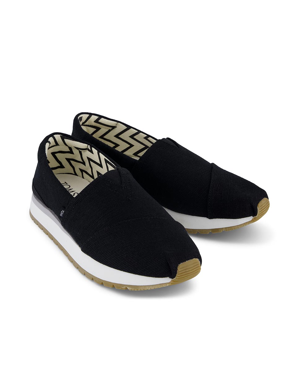 Alpercatas Rasas Resident Plus Toms em Lona Branca Preto-2