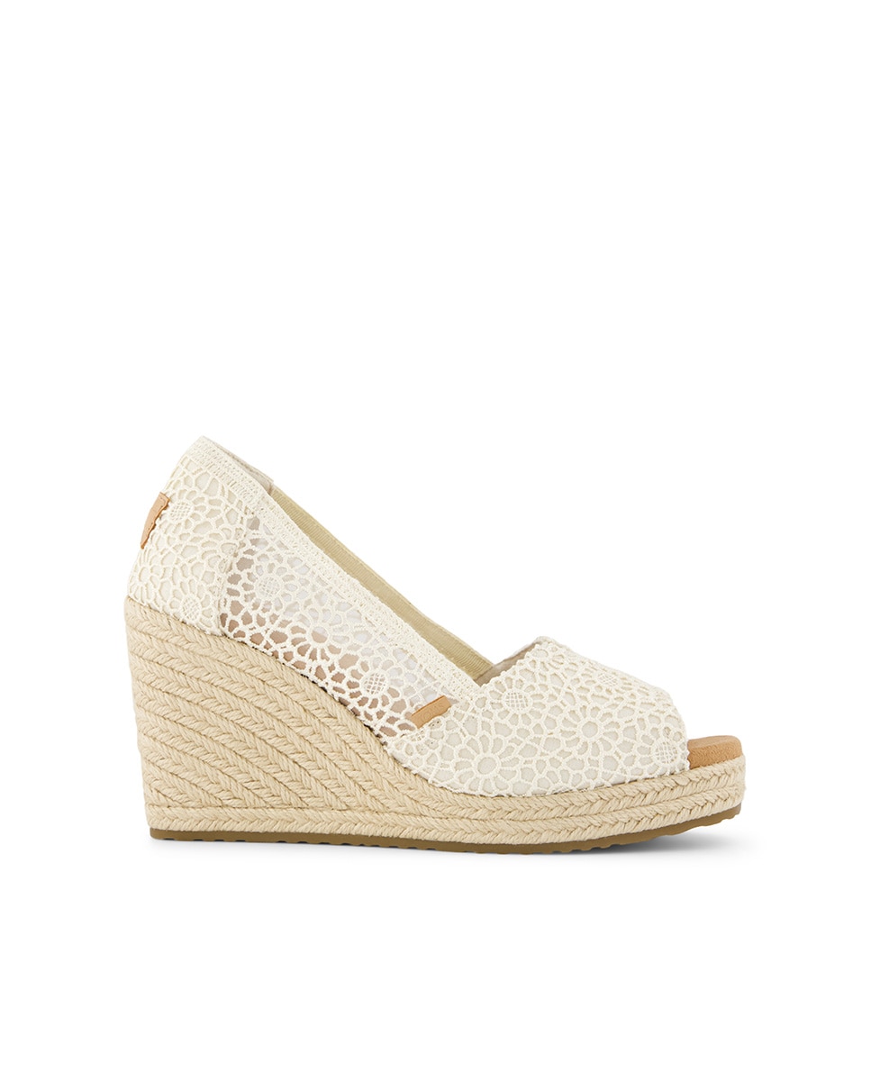 Imagem 0 de Alpercatas de Cunhas Essential Wedge Toms em Crochet em Branco