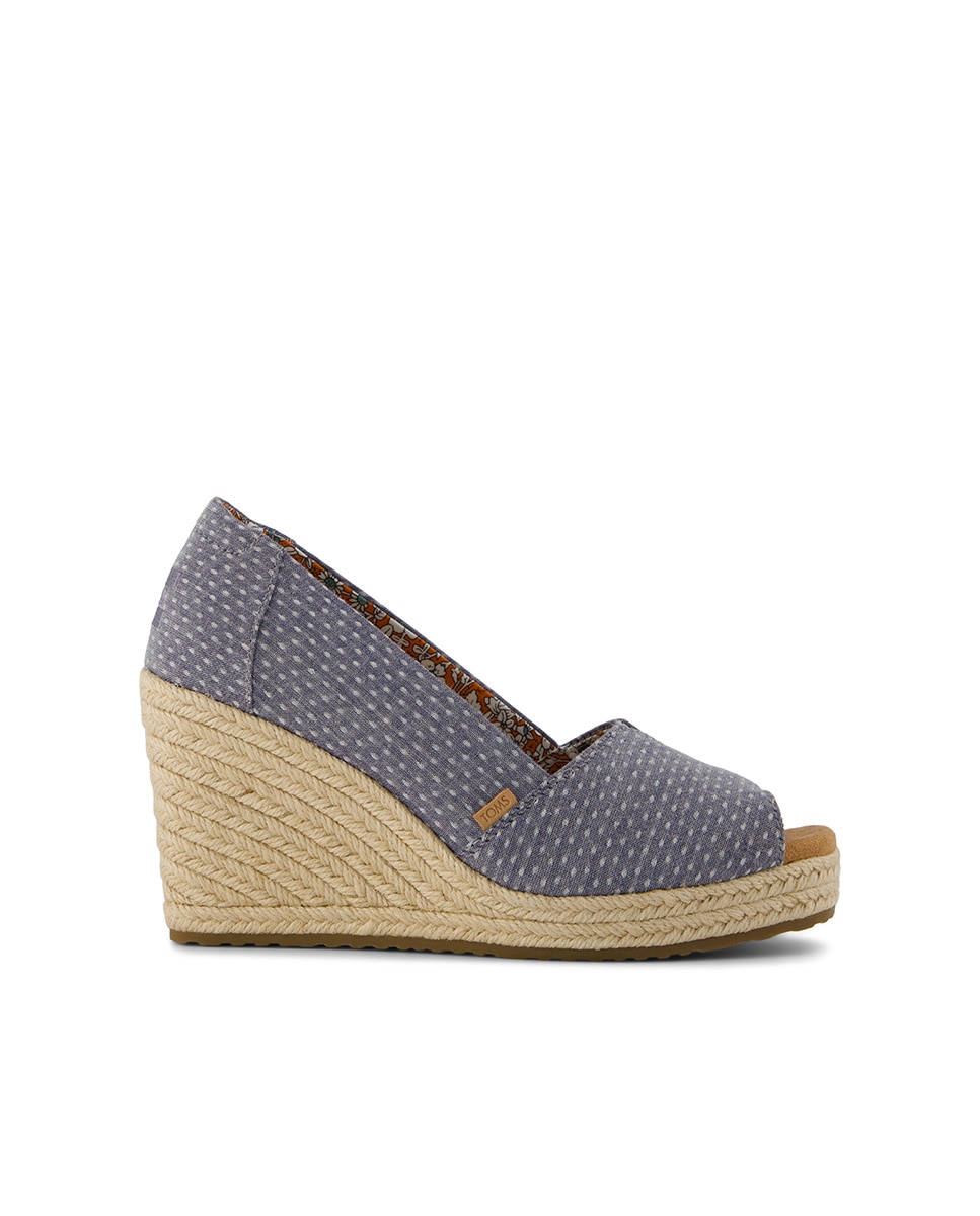 Imagem 0 de Alpercatas de Cunhas Essential Wedge Toms de Lona com Bolinhas
