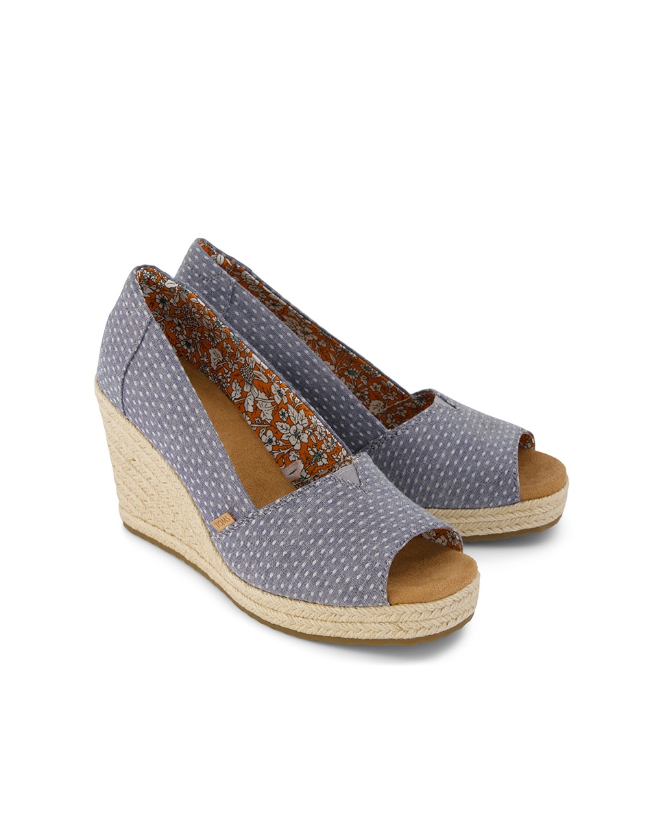 Alpercatas de Cunhas Essential Wedge Toms de Lona com Bolinhas Azul-marinho-2