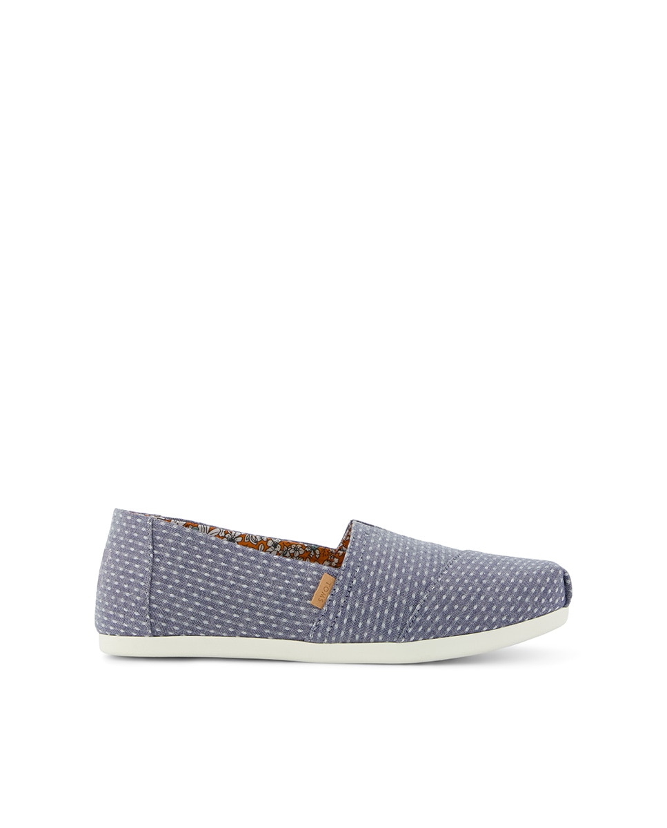 Alpercatas Rasas Classic Toms de Lona com Estampado de Bolinhas Azul-1