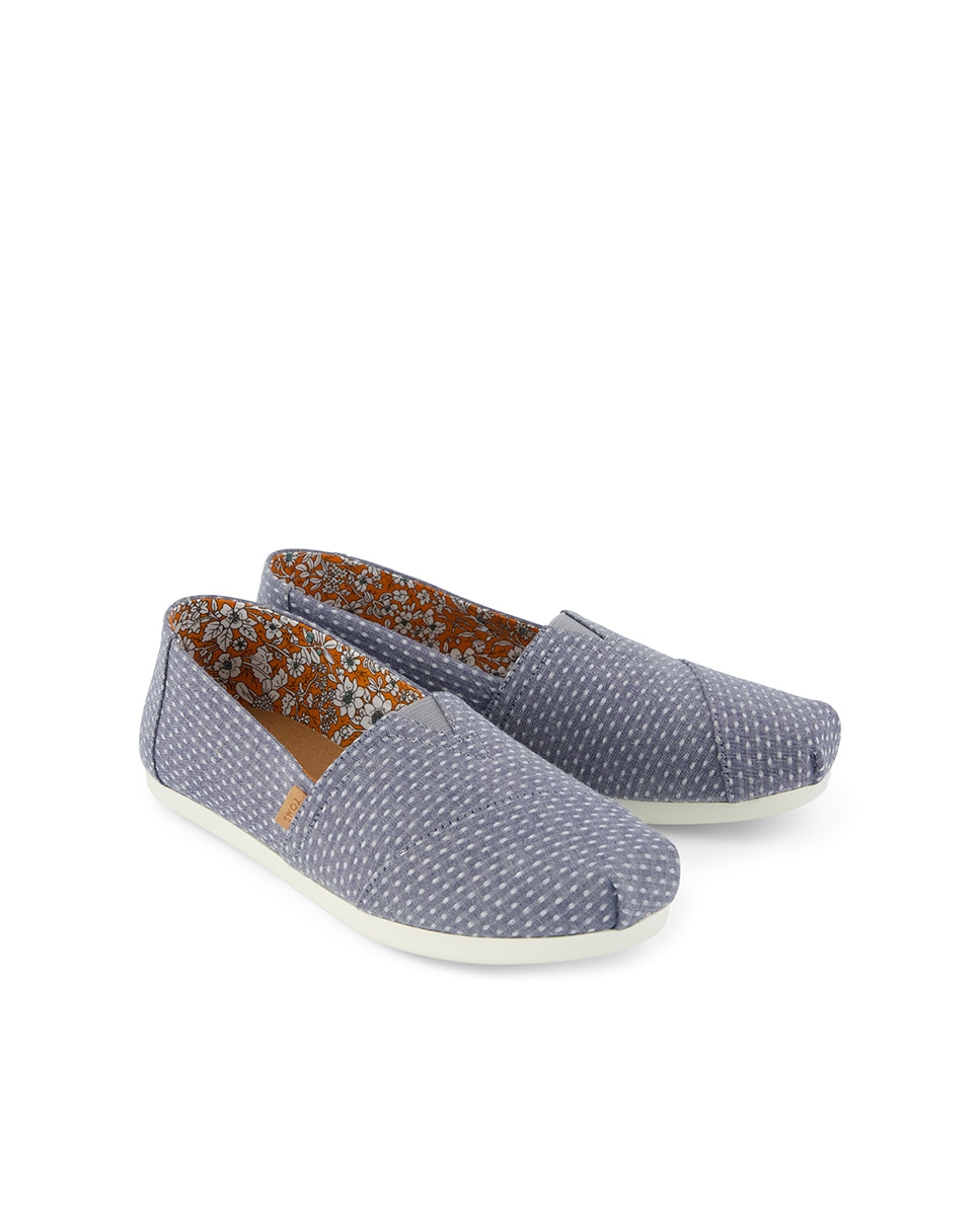 Alpercatas Rasas Classic Toms de Lona com Estampado de Bolinhas Azul-2