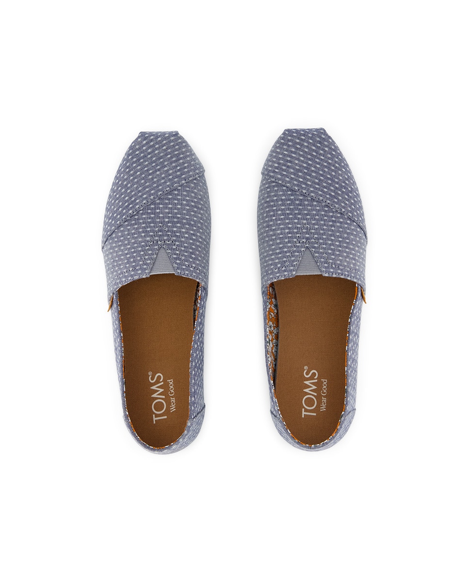 Alpercatas Rasas Classic Toms de Lona com Estampado de Bolinhas Azul-3