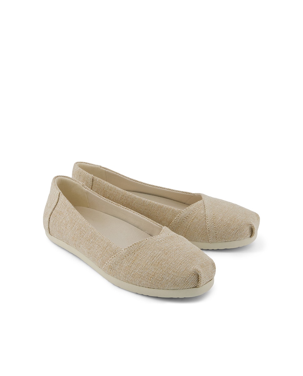 Alpercatas Rasas Ballet Toms em Lona em Castanho Castanho-2