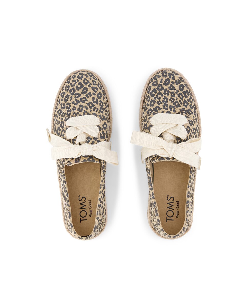 Alpercatas Rasas Carolina Lace Up Toms em Lona Leopardo Multicolor-3