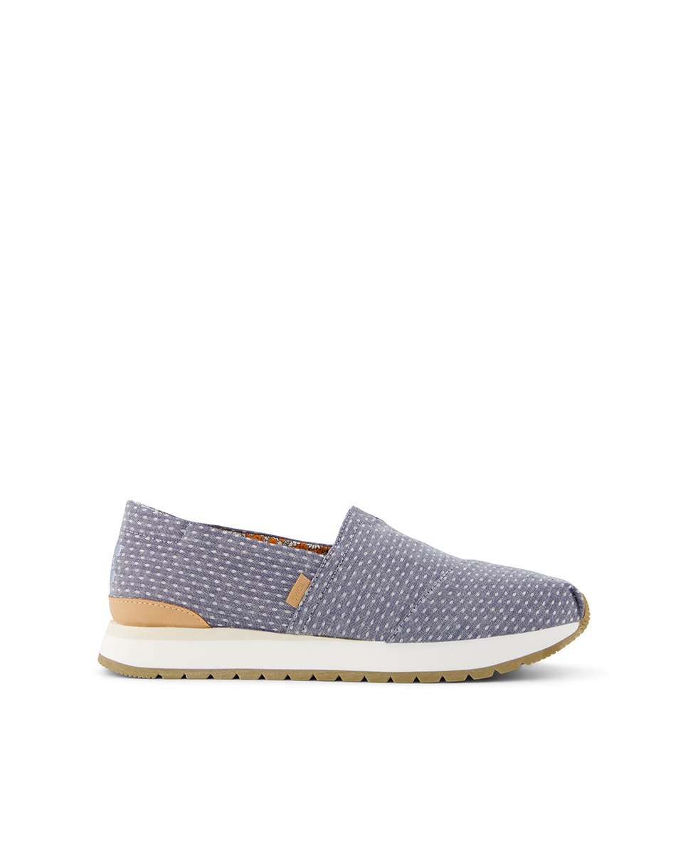 Alpercatas Rasas Resident Plus Toms em Lona com Bolinhas Azul-1