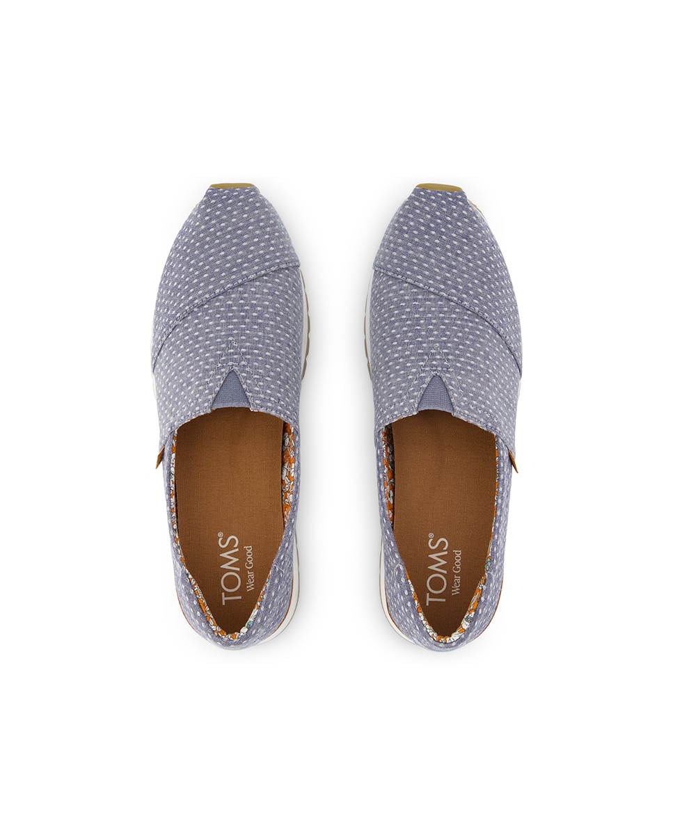 Alpercatas Rasas Resident Plus Toms em Lona com Bolinhas Azul-3