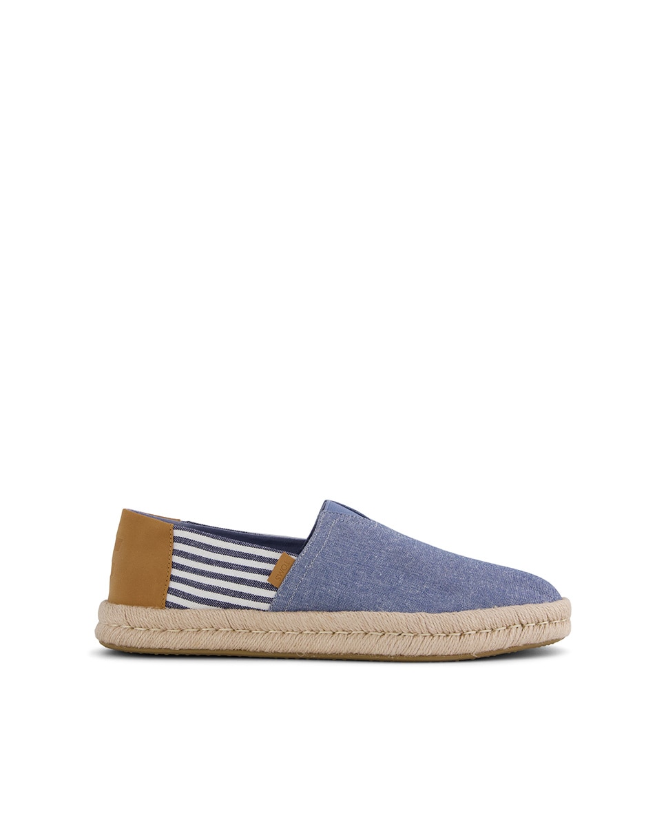Imagem 0 de Alpercatas Robe 2 Toms com Riscas Náuticas em Tecido Jeans