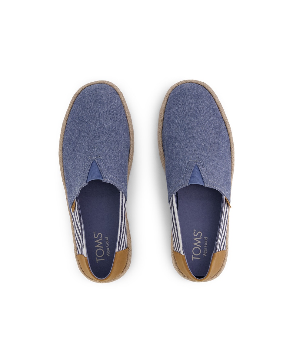 Alpercatas Robe 2 Toms com Riscas Náuticas em Tecido Jeans Azul-3