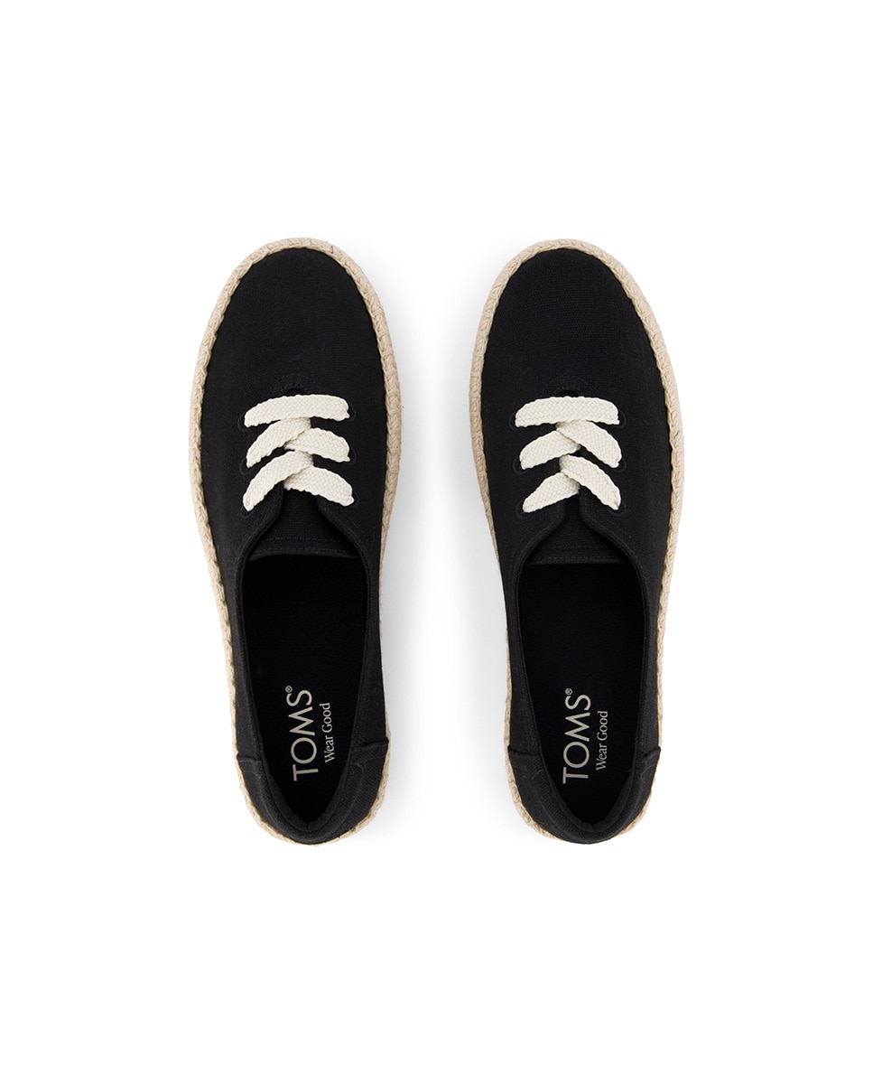 Alpercatas com Plataforma Valencia Lace Up Toms de Lona Preto-3