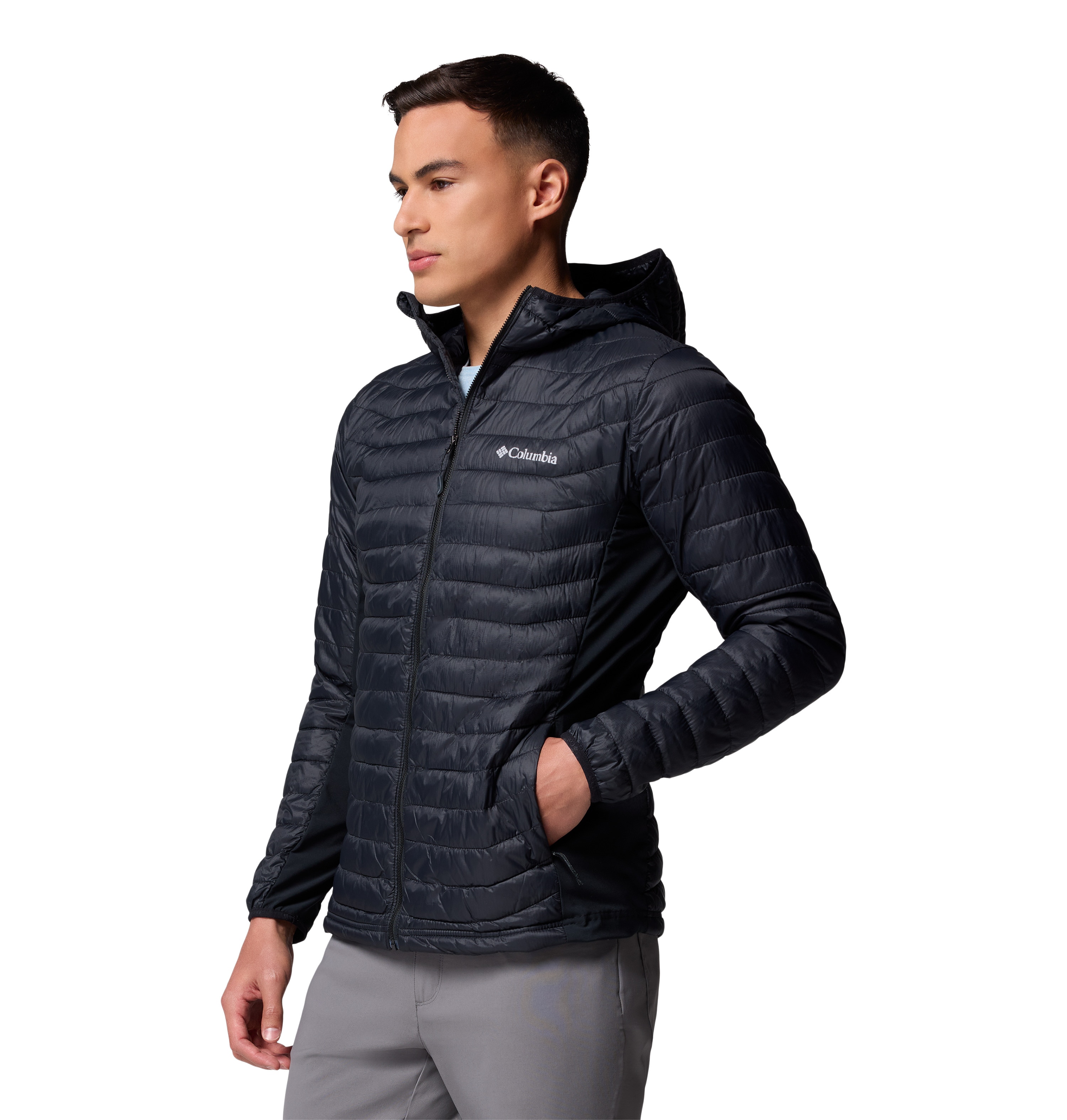Plumífero Powder Pass™ Hybrid Hooded Columbia Preto-3