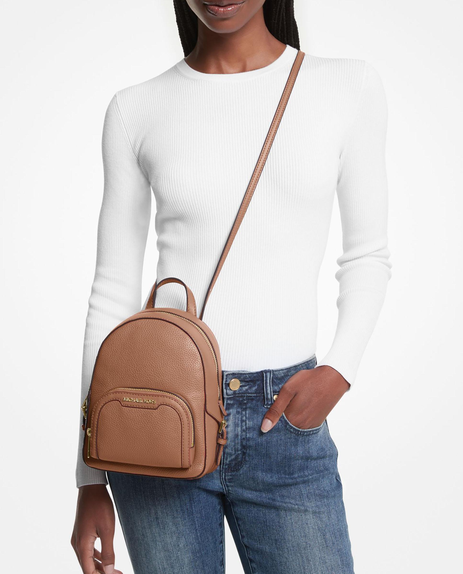 Mochila Transformável Jaycee Extra-pequena de Pele Granulada Canela-4
