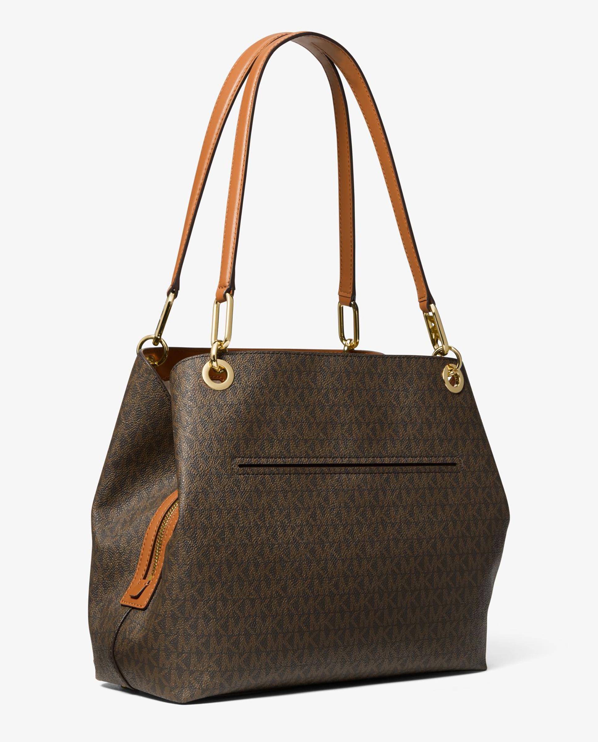 Mala de Ombro Tote Kensington Grande com Logotipo Marfim-3