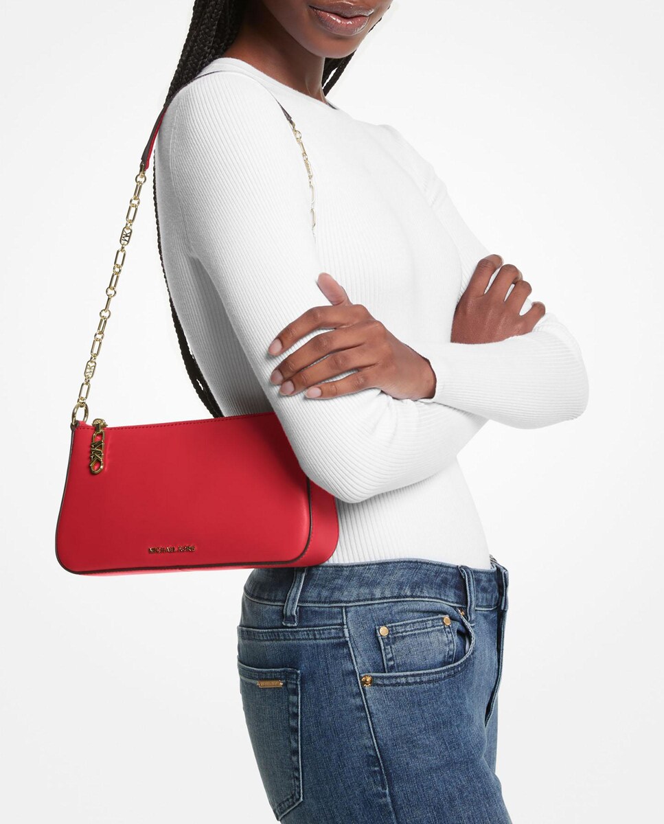 Mala de Ombro Pochette Imperio de Pele Lisa Vermelho-3