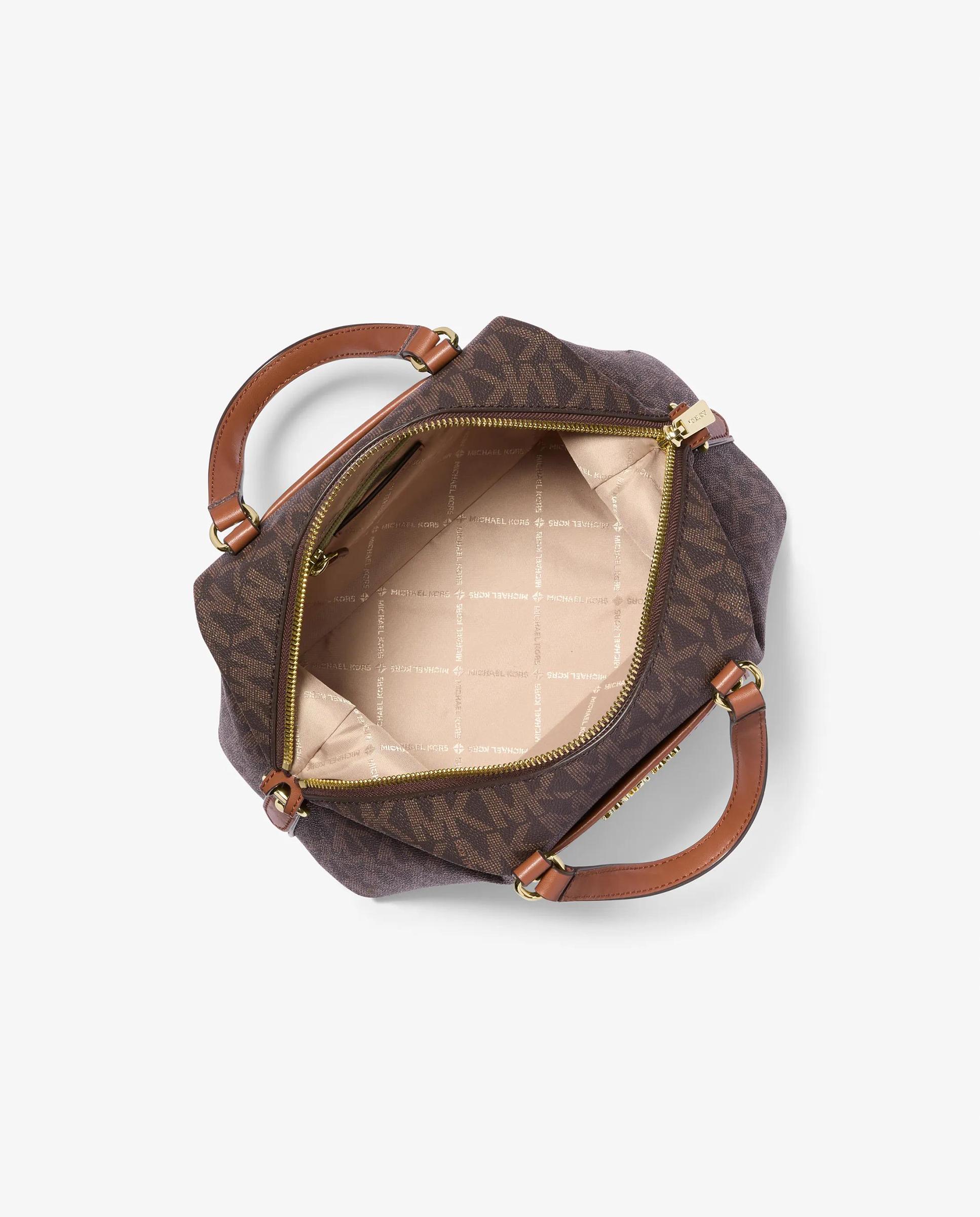 Mala a Tiracolo Satchel Beck Pequena com Logotipo Castanho-escuro-2
