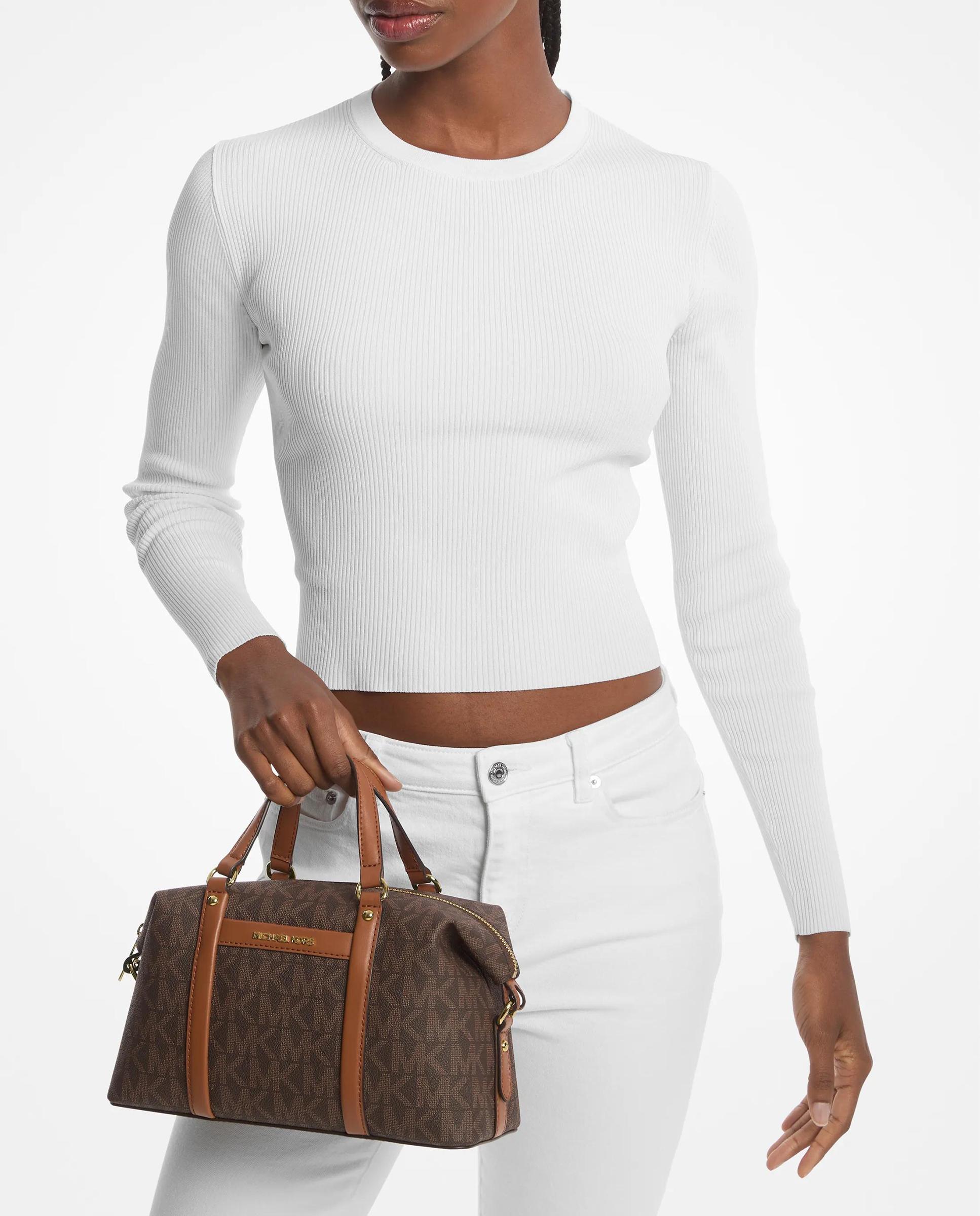 Mala a Tiracolo Satchel Beck Pequena com Logotipo Castanho-escuro-4
