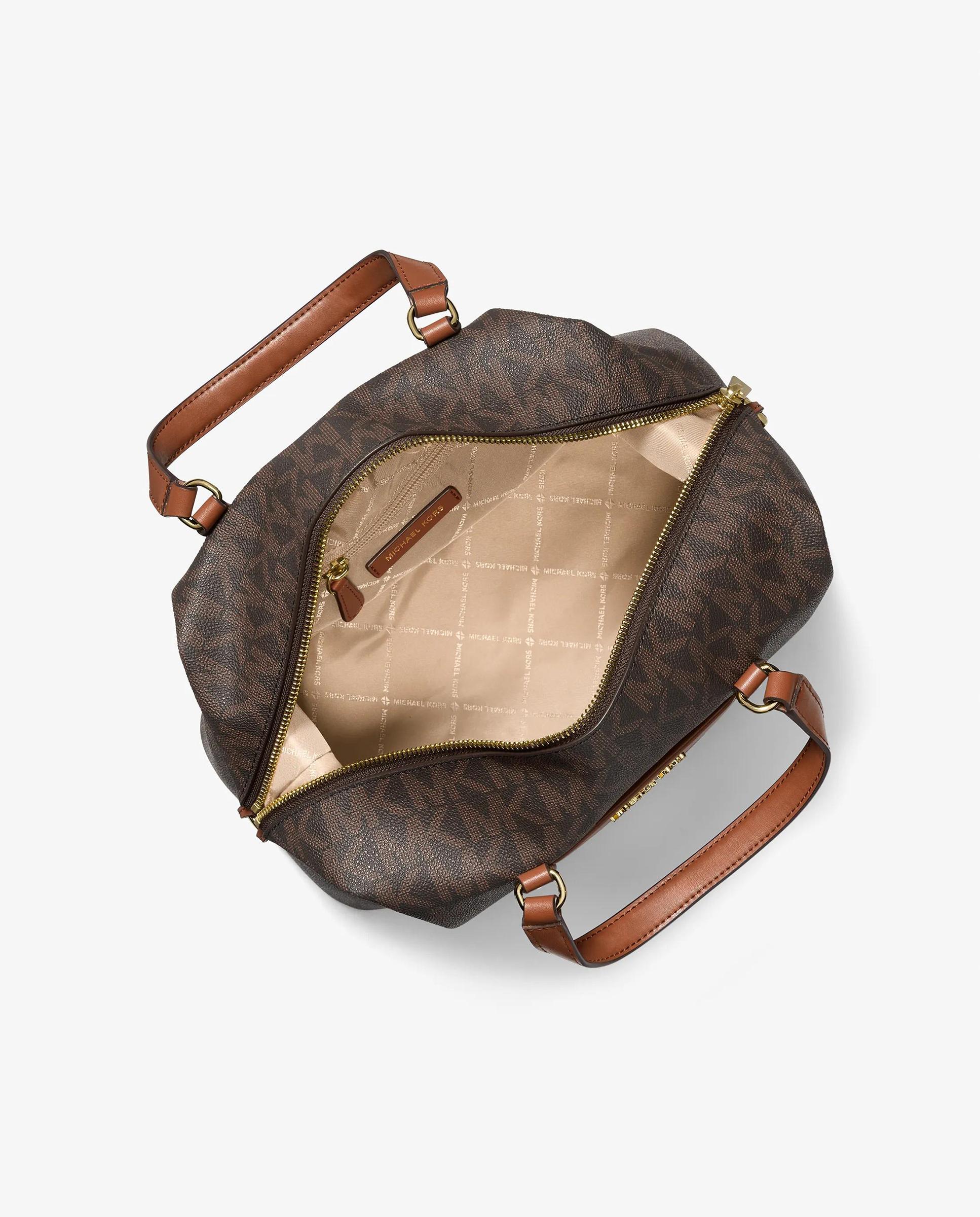 Mala a Tiracolo Satchel Beck Média com Logotipo Castanho-escuro-2