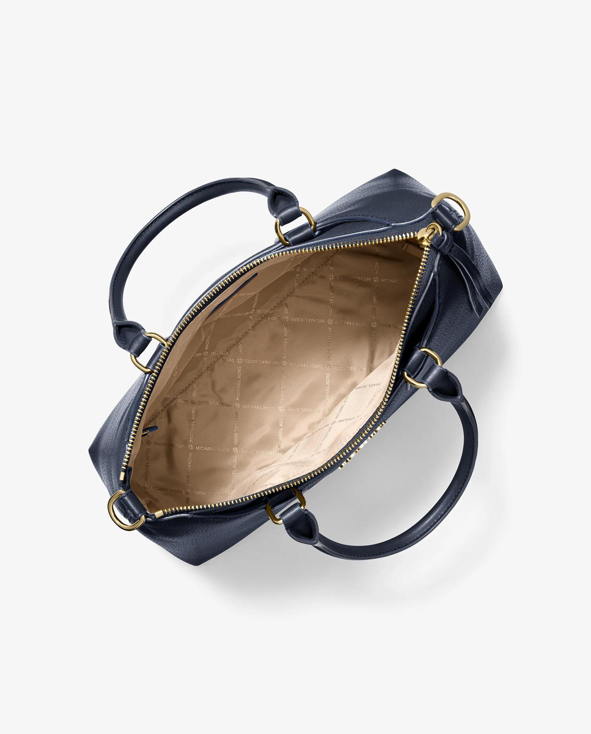 Mala a Tiracolo Satchel Austen Média de Pele Azul-marinho-2