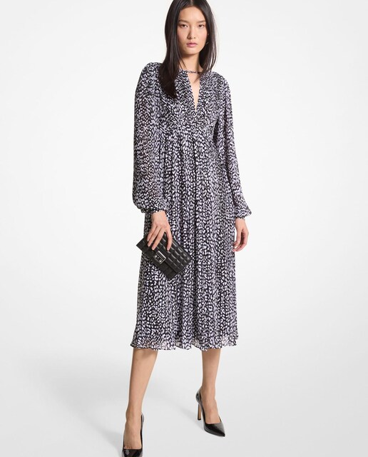Imagem 0 de Vestido Midi Georgette com Estampado de Leopardo