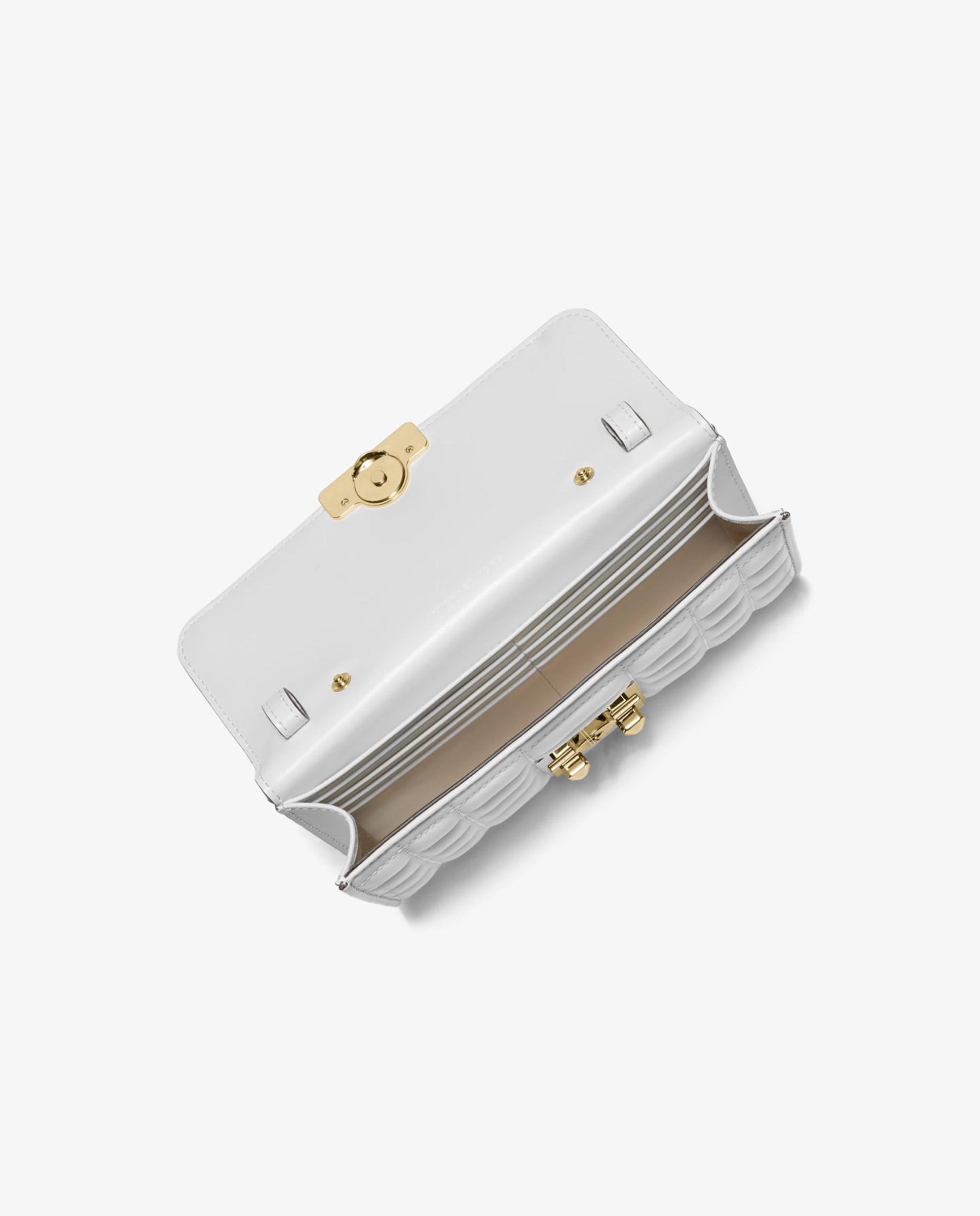 Mala a Tiracolo Tribeca de Pele Acolchoada Branco-2